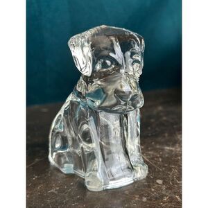1940s Federal Glass Mopey Dog Paperweight Candy Container